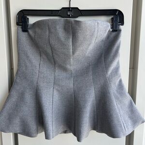 Zara Elegant Gray Bandeau Top. Peplum Hem.